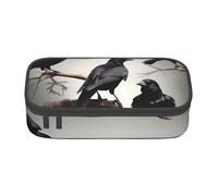JGHHOUN Black Crow Birds On A Branch Print Teenagers Large Storage Pencil Case Students School Travel Essential Stationery