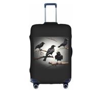 JGHHOUN Black Crow Birds on a Branch Print Universal Travel Suitcase Cover Elastic Luggage Protector for Waterproof Washable
