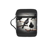 JGHHOUN Black Crow Birds On A Branch Print Versatile Bible Storage Bag Scripture Organizer Christian Gift Church Accessory
