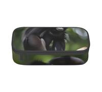 JGHHOUN Black Gibbon Monkey Print Teenagers Large Storage Pencil Case Students School Travel Essential Stationery