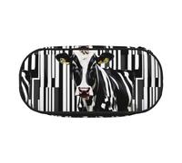 JGHHOUN Black White Milk Cow Print Pencil Case Spacious Pen Pouch Zipper High Capacity Makeup Tools Office Supplies