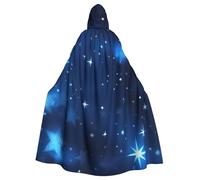 JGHHOUN Blue Shining Stars Pattern Print Hooded Cloak Cape For Adults Costume Accessory Carnival Cosplay Vampire Theme Party