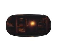 JGHHOUN Book Room Mysterious Library Print Pencil Case Spacious Pen Pouch Zipper High Capacity Makeup Tools Office Supplies