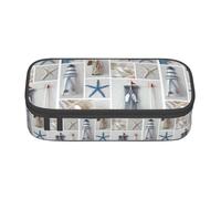 JGHHOUN Bottle Seashell Starfish Lighthouse Print Teenagers Large Storage Pencil Case Students School Travel Essential Stationery