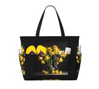 JGHHOUN Bouquet Of Daffodil Print Lightweight Beach Travel Bag Women Men Foldable Tote For Vacation Weekend Camping