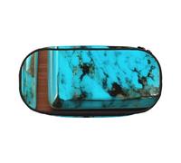 JGHHOUN Bright Aqua Blue Turquoise Print Pencil Case Spacious Pen Pouch Zipper High Capacity Makeup Tools Office Supplies