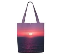 JGHHOUN Bright Moon At Sea Hippie Print Canvas Shoulder Bag Large Capacity Reusable Foldable Tote Shopping Beach Travel