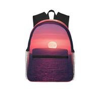 JGHHOUN Bright Moon At Sea Hippie Print Casual Backpack Lightweight Comfort Dual Shoulder Bag For Travel Hiking Outdoor