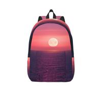 JGHHOUN Bright Moon At Sea Hippie Print Stylish Backpack Unisex Double Shoulder Bag For Travel Work Outdoor Adventures
