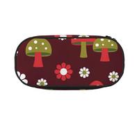 JGHHOUN Bright Mushrooms Art Print Pencil Case Spacious Pen Pouch Zipper High Capacity Makeup Tools Office Supplies
