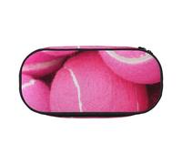 JGHHOUN Bright Red Tennis Balls Print Pencil Case Spacious Pen Pouch Zipper High Capacity Makeup Tools Office Supplies