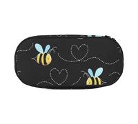 JGHHOUN Bumble Bees Print Pencil Case Spacious Pen Pouch Zipper High Capacity Makeup Tools Office Supplies