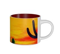 JGHHOUN Cactus in Desert Print Large Capacity Ceramic Mugs Home Office Camping Wedding Gift Sets Outdoor Picnic