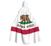 JGHHOUN California State Flag Print 190cm Hooded Carnival Themed Cloak Unisex Robe For Cosplay Masquerade Wedding Party