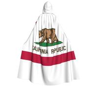 JGHHOUN California State Flag Print 190cm Hooded Carnival Themed Cloak Unisex Robe For Cosplay Masquerade Wedding Party