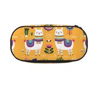 JGHHOUN Cartoon Alpaca Cute Animal Print Pencil Case Spacious Pen Pouch Zipper High Capacity Makeup Tools Office Supplies