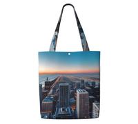 JGHHOUN Chicago Illinois Usa 1 Print Canvas Shoulder Bag Large Capacity Reusable Foldable Tote Shopping Beach Travel