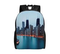 JGHHOUN Chicago Print Double Shoulder Backpack Lightweight Unisex Bag Travel Rucksack Outdoor Camping