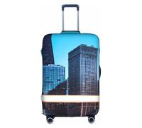 JGHHOUN Chicago Reflect Print Universal Travel Suitcase Cover Elastic Luggage Protector for Waterproof Washable