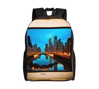 JGHHOUN Chicago Reflected Print Double Shoulder Backpack Lightweight Unisex Bag Travel Rucksack Outdoor Camping