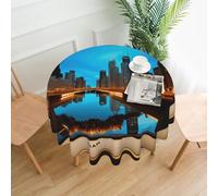 JGHHOUN Chicago Reflected Print Round Tablecloth Indoor Outdoor Decor Picnic Party Wedding Home Dining Table Cover