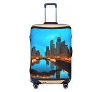 JGHHOUN Chicago Reflected Print Universal Travel Suitcase Cover Elastic Luggage Protector for Waterproof Washable