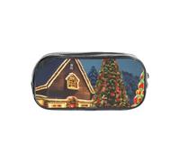 JGHHOUN Christmas Carnival Village Print Transparent Stationery Organizer Clear Pencil Case Office Pencil Pouch Supplies