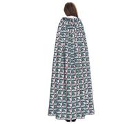 JGHHOUN Christmas Happy Snowmans Print Hooded Cloak Cape For Adults Costume Accessory Carnival Cosplay Vampire Theme Party