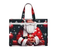 JGHHOUN Christmas Santa Clauss Print Lightweight Foldable Canvas Tote File Bag For Documents Office Supplies Work Travel