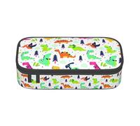 JGHHOUN Colorful Dinosaurs Print Teenagers Large Storage Pencil Case Students School Travel Essential Stationery