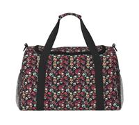 JGHHOUN Colorful Floral Skulls Print Versatile Hand Bag Lightweight Tote Foldable Travel Shoulder Bags Camping Fishing