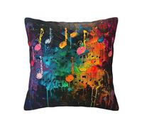 JGHHOUN Colorful Music Notes Print Throw Pillow Covers Square Pillowcases Couch Sofa Bedroom Offices Living Room Decor