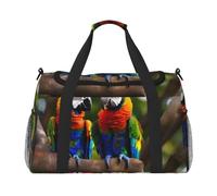 JGHHOUN Colorful Parrots On Tree Print Versatile Hand Bag Lightweight Tote Foldable Travel Shoulder Bags Camping Fishing