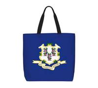 JGHHOUN Connecticut State Flag Print Large Capacity Bag Shoulder Tote Lightweight Shopping Everyday Travel Beach Work