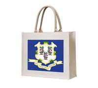 JGHHOUN Connecticut State Flag Print Women Men Tote Bag Reusable Shopping Beach Travel Canvas Lightweight Everyday