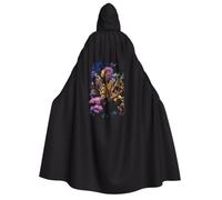 JGHHOUN Coral Reef Print Carnival Cosplay Halloween Hooded Cloak | Unisex Witch Capes Costume Celebration Masquerade Accessory Comfort Versatile