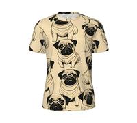 JGHHOUN Cute Pug Dog Print Men Short-Sleeved T-Shirt Breathable Lightweight Summer Fashion Gym Workout Casual Wear Black
