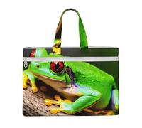 JGHHOUN Cute Red Eyes Tree Frogs Print Lightweight Foldable Canvas Tote File Bag For Documents Office Supplies Work Travel