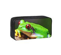 JGHHOUN Cute Red Eyes Tree Frogs Print Men Women Large-Capacity Pen Case Stationery Organizer Pouch for Office Home Work