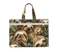 JGHHOUN Cute Sloth Print Lightweight Foldable Canvas Tote File Bag For Documents Office Supplies Work Travel