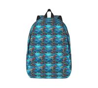 JGHHOUN Dolphins Sea Turtle Shark Octopus Coral Reef Print Stylish Backpack Unisex Double Shoulder Bag For Travel Work Outdoor Adventures