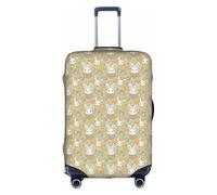 JGHHOUN Easter Bunny Floral Print Universal Travel Suitcase Cover Elastic Luggage Protector for Waterproof Washable