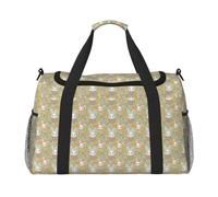 JGHHOUN Easter Bunny Floral Print Versatile Hand Bag Lightweight Tote Foldable Travel Shoulder Bags Camping Fishing