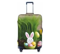 JGHHOUN Easter Egg Bunny Grass Wooden Print Universal Stretchable Suitcase Cover Luggage Protector Travel Accessory Daily
