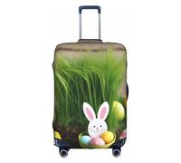 JGHHOUN Easter Egg Bunny Grass Wooden Print Universal Travel Suitcase Cover Elastic Luggage Protector for Waterproof Washable