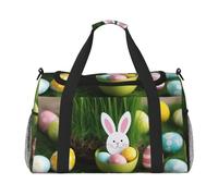 JGHHOUN Easter Egg Bunny Grass Wooden Print Versatile Hand Bag Lightweight Tote Foldable Travel Shoulder Bags Camping Fishing
