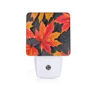 JGHHOUN Fall Red Leaves Print Bedroom Bathroom Hallway Room Nightlight Lighting for Home Night Light Daily Use