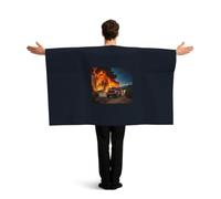 JGHHOUN Firefighter Fireman Flame Print Patriotic Flag With Sleeves Cape Themed Costume Accessory Celebration Sport Games