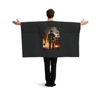 JGHHOUN Firefighter Fireman Flame Print Patriotic Flag With Sleeves Cape Themed Costume Accessory Celebration Sport Games
