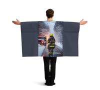 JGHHOUN Firefighter Fireman Flame Print Patriotic Flag With Sleeves Cape Themed Costume Accessory Celebration Sport Games